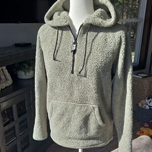 Victoria's Secret Women's Zip-Up Sherpa Sweater - Olive